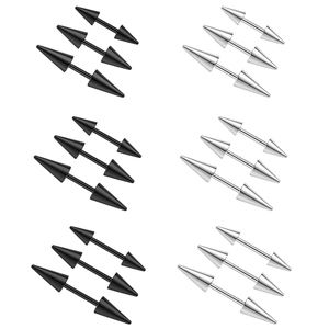 Minimalistische Edelstahl Kegel-Ohrringe in poliertem Schwarz und Silber-Finish