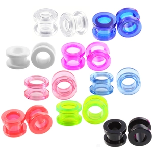 Ensemble d'écarteurs d'oreilles en acrylique coloré avec des tunnels évasés vibrants