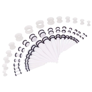 White Acrylic Ear Taper And Plug Stretching Kit With Silicone O-Rings Body Piercing Jewelry Expander Set For Men Women