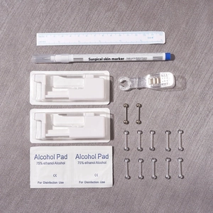 19-delige professionele piercingkit met markeerstift, stalen sieraden en steriele tools