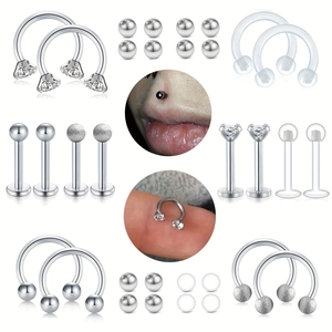 Anillo de Labios de Acero Inoxidable Herradura Barbell Bola de Acrílico Zirconia Joyería de Piercing Accesorio de Body Art