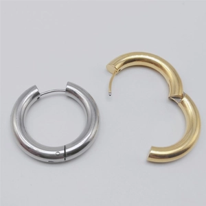 Boucles d'oreilles créoles classiques 5mm en acier inoxydable doré et argenté unisexe