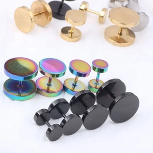 Pendientes de pesa de acero inoxidable en color oro, negro, plata y arcoíris de varios tamaños