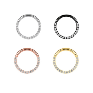 Edelstahl Scharnierringe mit Zirkonia in Silber Schwarz Roségold und Goldfarben