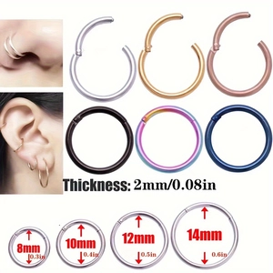 Boucles d'oreilles créoles 2mm en acier inoxydable et anneaux de différentes tailles