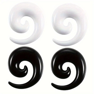 Spiraalvormige acryl oortapers set met zwarte en witte snail gauges voor oorpiercing