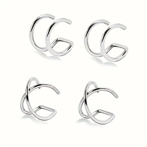 Edelstahl Ohrklemmen Für Herren Damen Ohne Ohrlöcher Geometrische Fake Knorpel Ohrringe Punk Minimalistische Clip On Schmuck