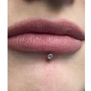 Labret piercing set met ronde zirkonia steentjes en roestvrijstalen zettingen