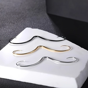 Polished mustache shaped stainless steel nose rings in black gold and silver colors