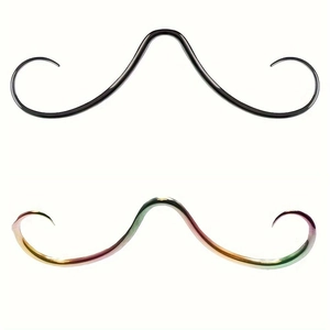Polished black and rainbow mustache septum rings crafted from surgical steel