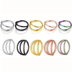 Multi-colored stainless steel layered nose rings and ear cartilage piercing jewelry hoops