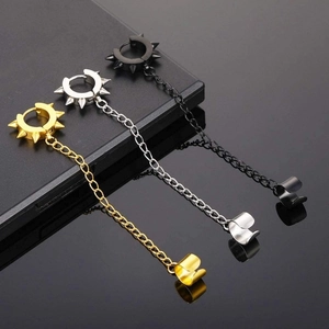 Ensemble de trois boucles d'oreilles punk en acier inoxydable doré, argenté et noir fini