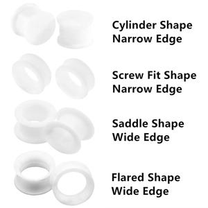 8er Set weiße Silikon Ohr Plugs mit Zylinder Schraub Sattel und ausgestellten Designs