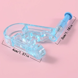Kit de pistolet de perçage d'oreille jetable avec clous en acier inoxydable bleu