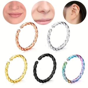 Roestvrij Staal Spiraal Neusringen Set Gedraaide Lipringen Oorkraakbeen-Piercing Unisex Lichaamssieraden Goud Zilver Zwart