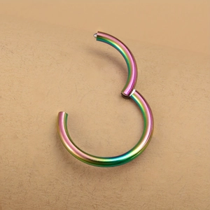 Rainbow hinged segment ring in 316L stainless steel for nose and ear piercings