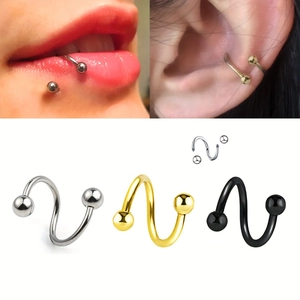 Roestvrij Staal Spiraal Lipring Oorkraakbeen Stecker 16G Twister Barbell Body Piercing Sieraden Goud Zilver Zwart Voor Unisex