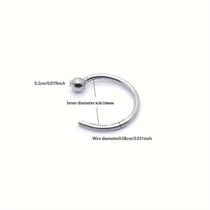 Lot de 5 piercings de nez et lèvres en acier inoxydable argenté en forme de C