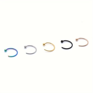 Lot de 5 anneaux de lèvre en acier inoxydable argent or noir et or rose en C