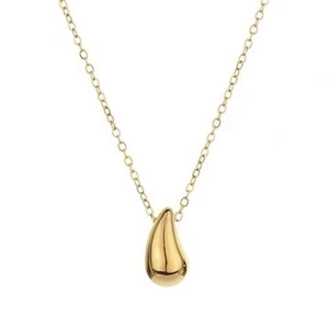 Elegant gold teardrop pendant necklace for women with polished titanium steel chain