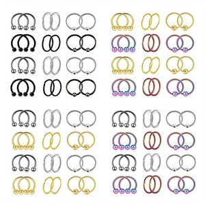 Stainless Steel Nose Ring Septum Piercing Jewelry Horseshoe Hoop CBR Multi Style Set For Men Women Punk Body Jewelry