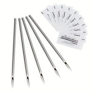 Professional sterile stainless steel body piercing needles kit with alcohol prep pads