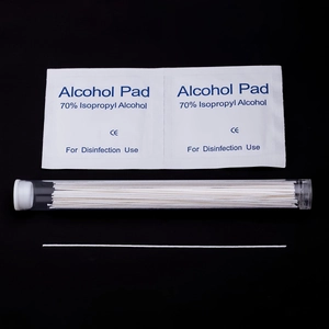 Sterile ear piercing cleaning kit with 70% isopropyl alcohol pads and fiber sticks