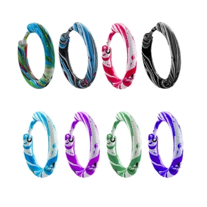 Eight pairs of colorful marble pattern stainless steel huggie hoop earrings set