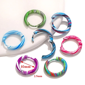 Colorful 10mm marble pattern stainless steel hoop earrings with fluid texture