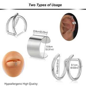 Hypoallergenes Edelstahl-Ohrklemmen-Set zur Verwendung als Ohrring oder Lippenpiercing