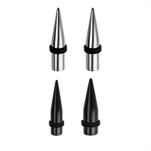Lot d'écarteurs d'oreilles en acier inoxydable argenté et noir avec joints toriques noirs