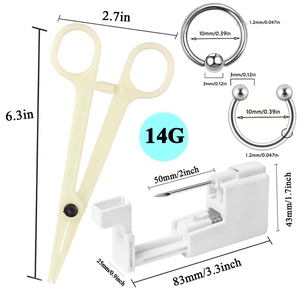 Professionele 8-delige rvs piercingset met 14G ringen en precisie-instrumenten