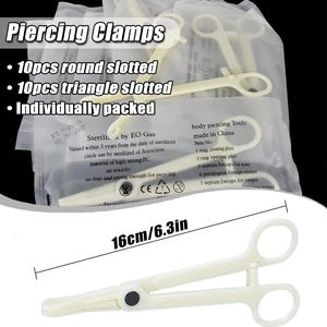 20pcs disposable acrylic piercing pliers set with 10 round and 10 triangle clamps