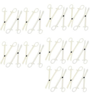 10-piece set of ivory white disposable acrylic piercing clamps with open and closed tips