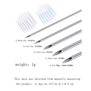 Kit piercing professionale da 28 pezzi con aghi sterili di calibro da 12G a 20G