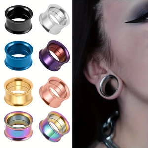 Túneles de Oreja de Acero Inoxidable Rosca Interna Doble Flare Expansor Joyería para Piercing Corporal Varios Colores Hombre Mujer
