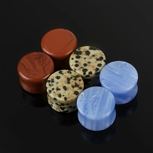 Naturstein Ear Plugs Double Flare Gestreckte Ohr Piercing Körper Schmuck Roter Jaspis Dalmatiner Jaspis Violetter Achat Plugs Gauges Unisex Accessoire