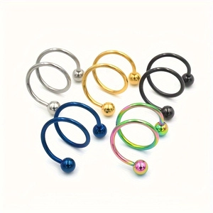 Ensemble de cinq bijoux de corps en spirale en acier inoxydable de couleurs variées avec billes