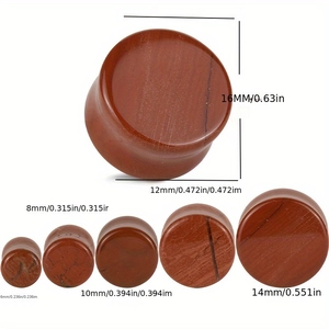 Ohrplugs aus rotem Jaspis-Stein in verschiedenen Größen von 6 mm bis 16 mm Set