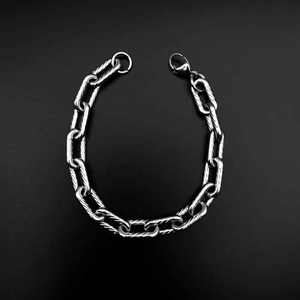 Hip-Hop Edelstahl Gliederkette mit strukturierten Gliedern und Karabinerverschluss für Damen
