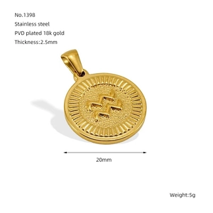 Waterman sterrenbeeld hanger van 18k verguld roestvrij staal met 20 mm diameter