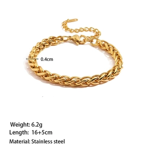 Minimalist 18K gold plated stainless steel rope chain bracelet with lobster clasp closure