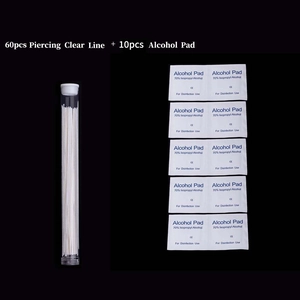 Detailed set of 60 cotton ear hole cleaning lines with 10 sterile alcohol prep pads