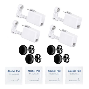 Disposable Ear Piercing Kit With Piercers Black Stud Earrings And Alcohol Pads Home Piercing Tool For Men Women Jewelry
