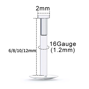 Διαφανές ακρυλικό σκουλαρίκι labret 16G με κορυφή 2mm σε διάφορα μήκη για piercing