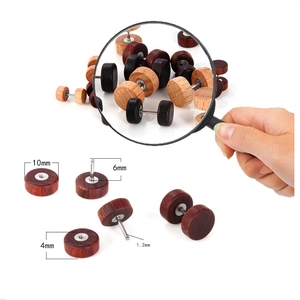 Wooden barbell earring set in assorted tones with detailed size measurements