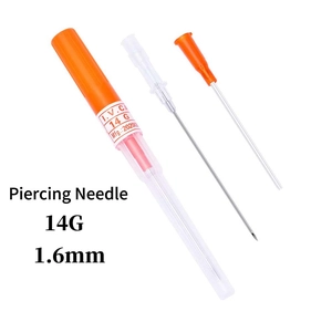 Kit d'aiguilles de perçage 14G en acier inoxydable avec cathéter et bouchon
