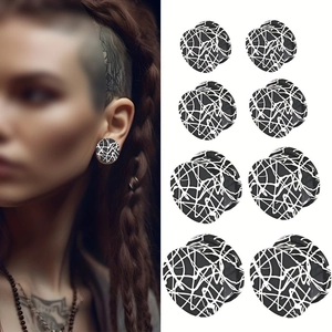 Punk Siliconen Oortunnels Zwart Wit Spatpatroon Abstracte Lijn Oordopjes Meters Lichaam Piercing Sieraden Unisex Decoratieve Expanders