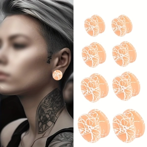 Siliconen Oordoppen Gauges Flesh Tunnels Body Piercing Sieraden Huidskleur Wit Marmerpatroon Oor Expanders Voor Heren Dames