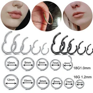 Aro con Bisagra de Acero Inoxidable Clicker Piercing para Nariz Septum Labio Oreja Helix Cartílago Joyería Corporal Minimalista para Mujeres Hombres